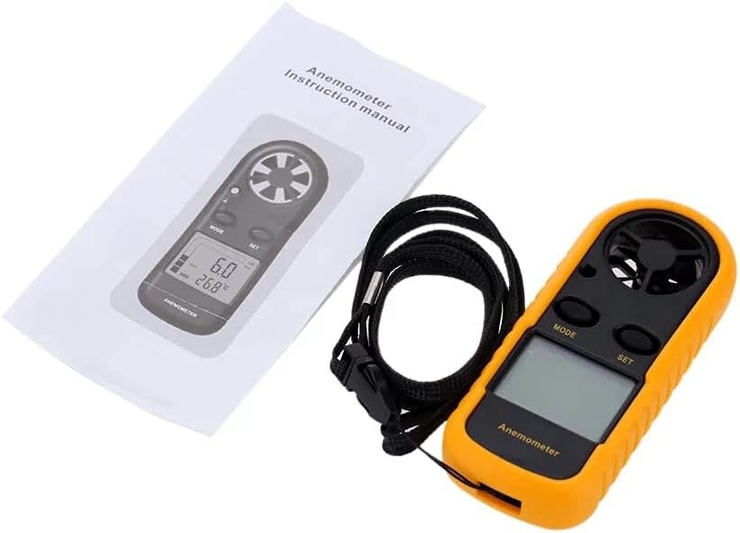 Anemometre Numerique Portable - Mesure la Vitesse du Vent et la Temperature  - Ecran LCD retroeclaire - Ideal Planche a Voile, Cerf-Volant, Alpinisme