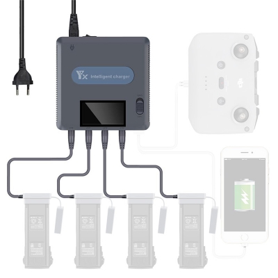 Chargeur de charge rapide de batterie 4-en-1 Compatible D-ji Mavic Pro  compatible avec écran LCD-e